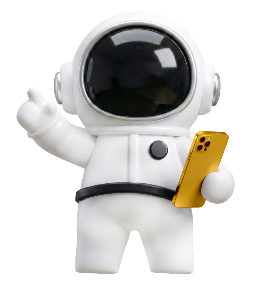 Astronauta con teléfono