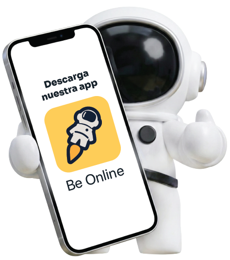 Astronauta sosteniendo celular con la App